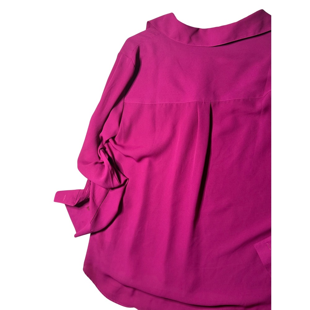 Express Magenta Pink Portofino Roll Tab Sleeve Button Down Blouse Large L - Picture 4 of 11